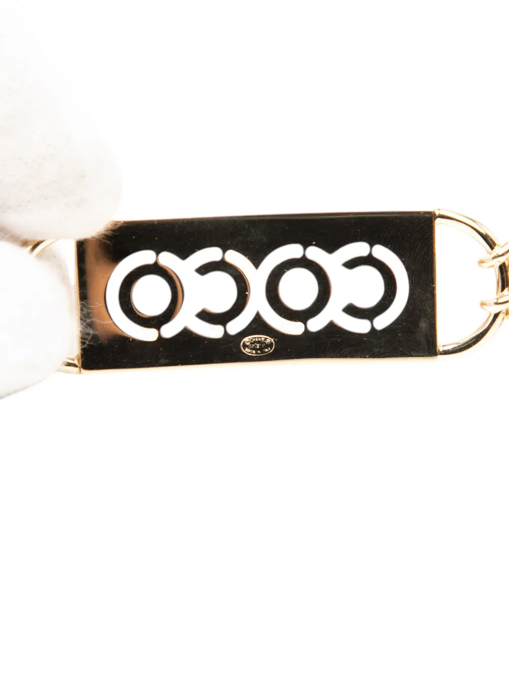  Chanel Pre-owned Cinturón Coco De Doble Cadena Bañado En Oro Con Placa Y Apliques De Strass 2002 - Dorado 