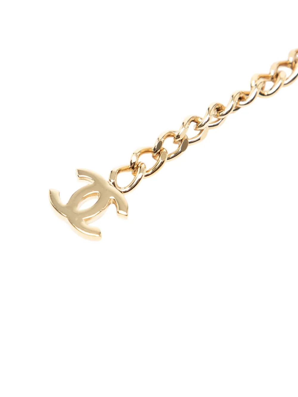 Chanel Pre-owned Cinturón Coco De Doble Cadena Bañado En Oro Con Placa Y Apliques De Strass 2002 - Dorado 