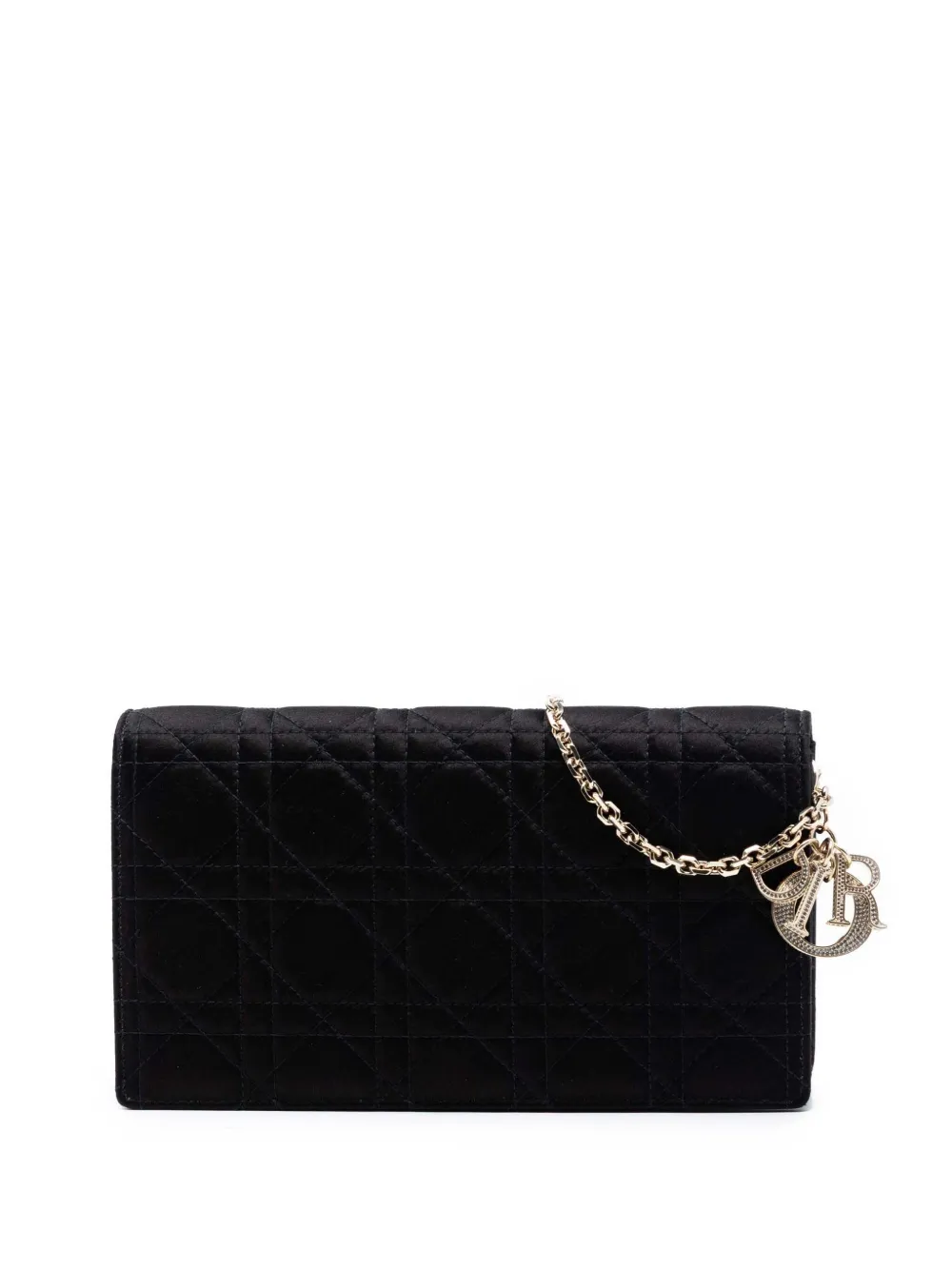 Christian Dior Pre-Owned 2019 Satin Cannage Lady Dior Wallet on Chain crossbody bag - Nero