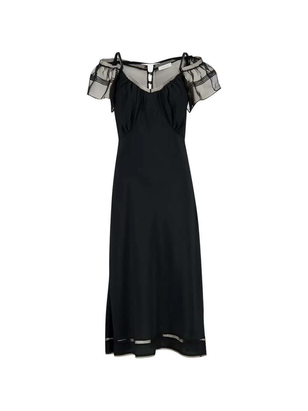 Rabanne mesh-panelled cold-shoulder midi dress - Nero