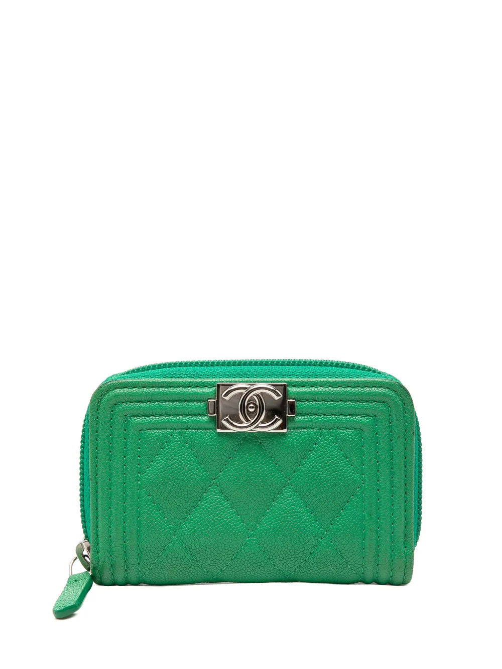 CHANEL Pre-Owned 2019 Quilted Caviar Boy coin pouch - Green