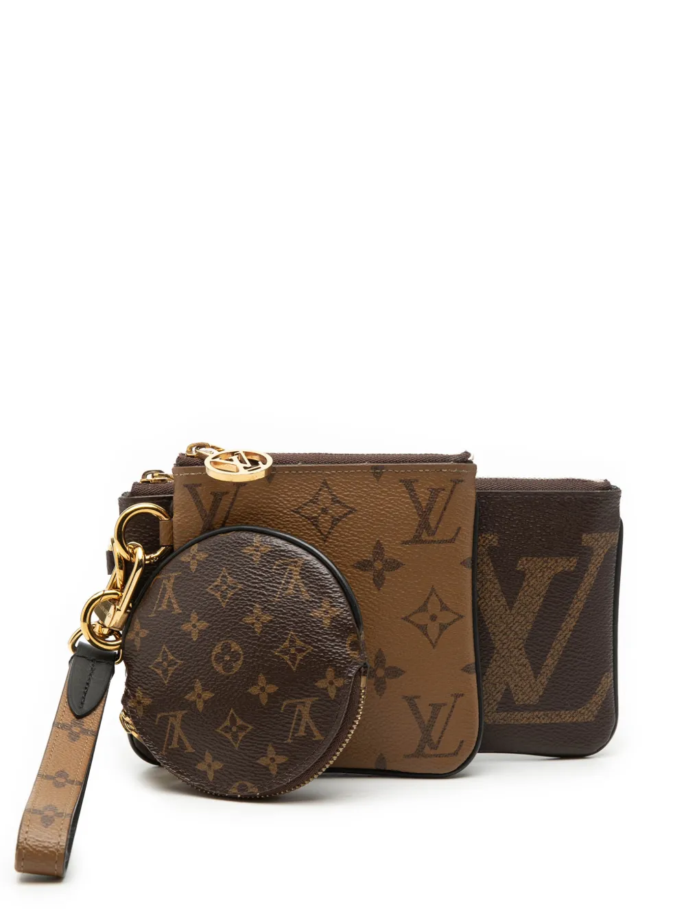 Louis Vuitton Pre-Owned 2021-2026 Monogram Reverse Giant Trio Set pouch - Braun