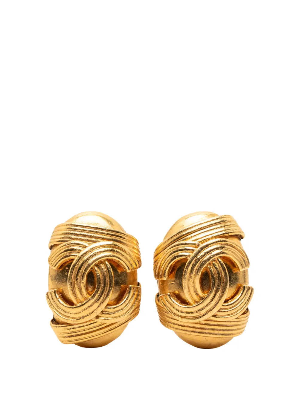 CHANEL Pre-Owned 1994 CC Oval Clip On Earrings costume earrings - Oro