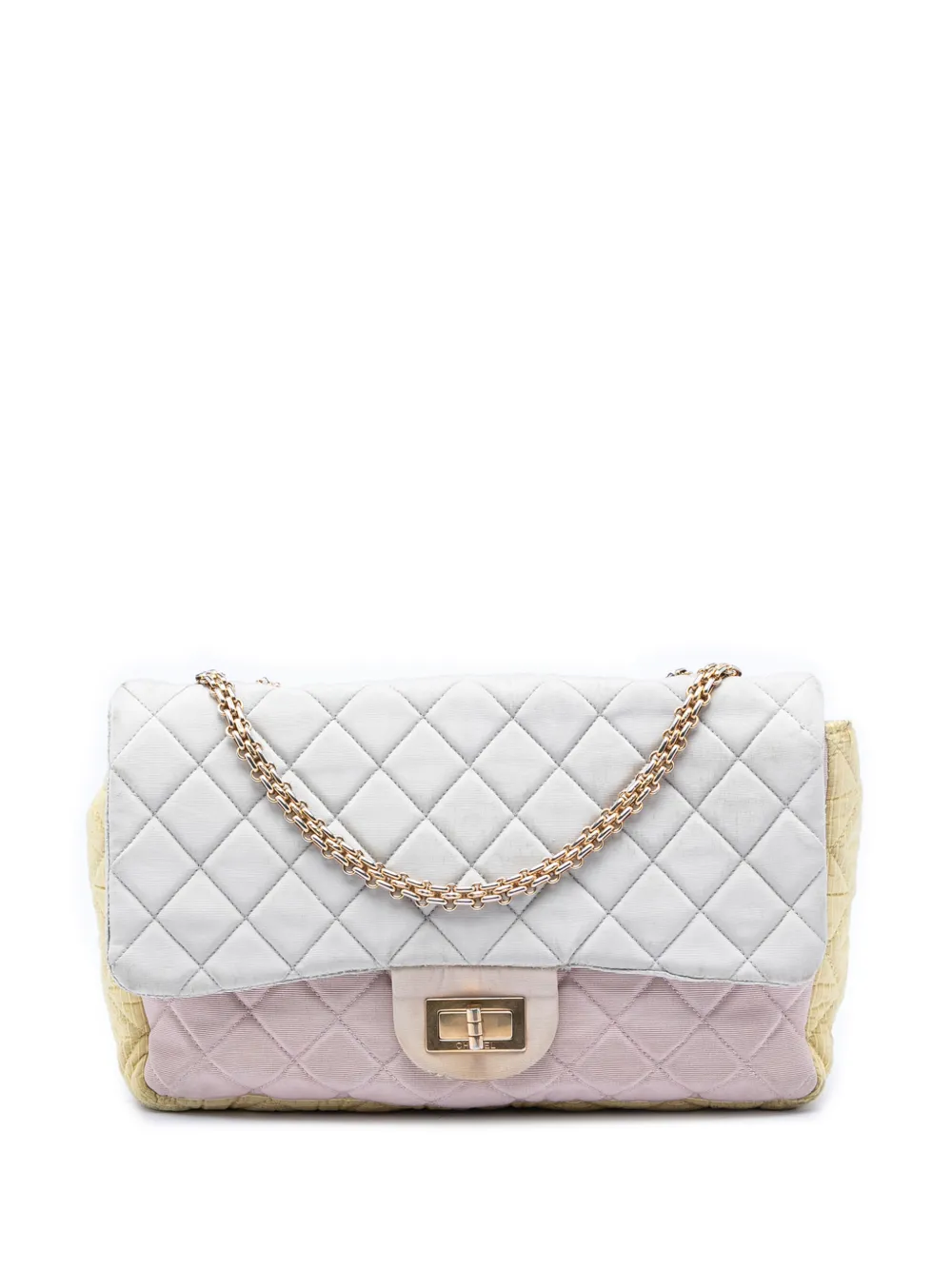 CHANEL Pre-Owned 2008-2009 Tricolor Quilted Grosgrain Satin Reissue 2.55 Single Flap 227 shoulder bag - Blu