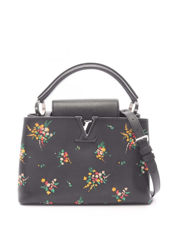 Louis Vuitton Pre-owned 2016 Leather Blossom Capucines PM Satchel in Black