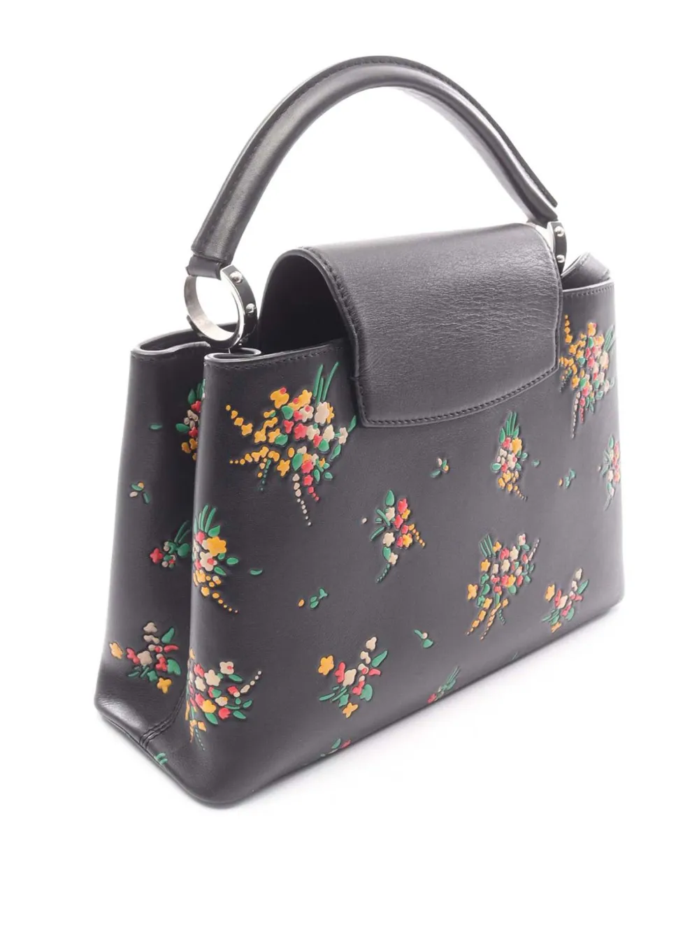 Louis Vuitton Pre-owned 2016 Leather Blossom Capucines PM Satchel in Black, view 3