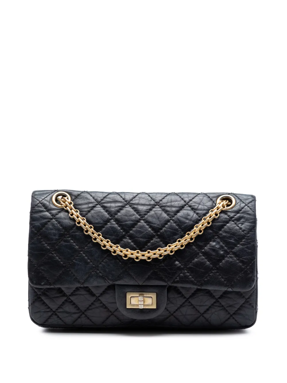 CHANEL Pre-Owned Borsa a spalla Reissue 2.55 Double Flap 225 in pelle di vitello trapuntata 2009-2010 - Nero