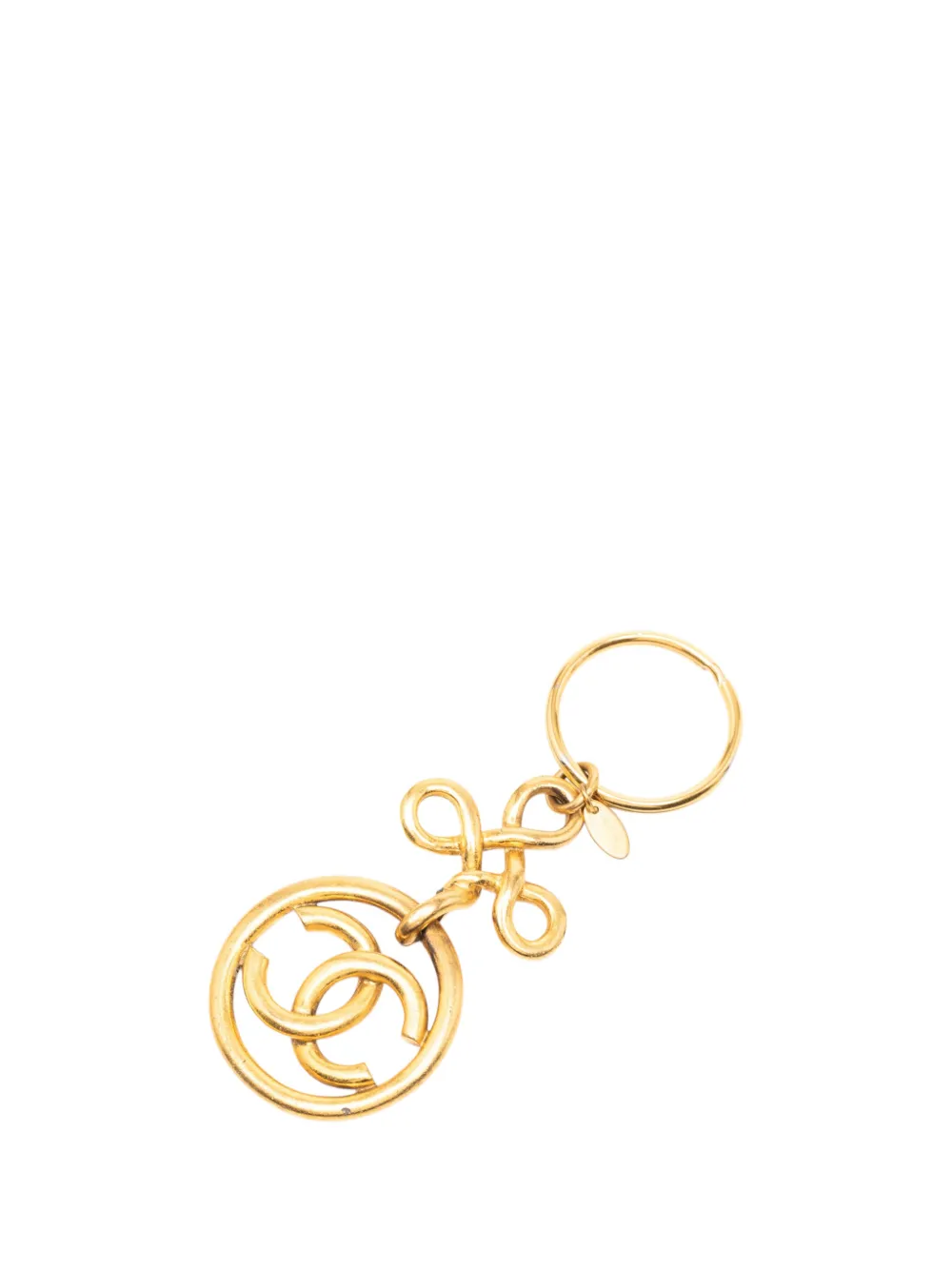 CHANEL Pre-Owned 1993 Gold Plated CC Medallion Ring Bag Charm key chain - Oro