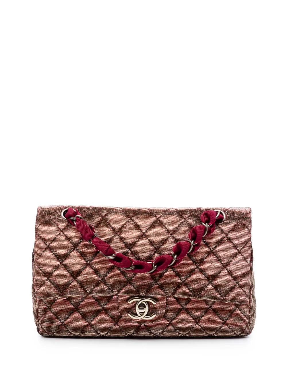 CHANEL Pre-Owned 2009-2010 Medium Iridescent Tweed Classic Double Flap shoulder bag - Rosso
