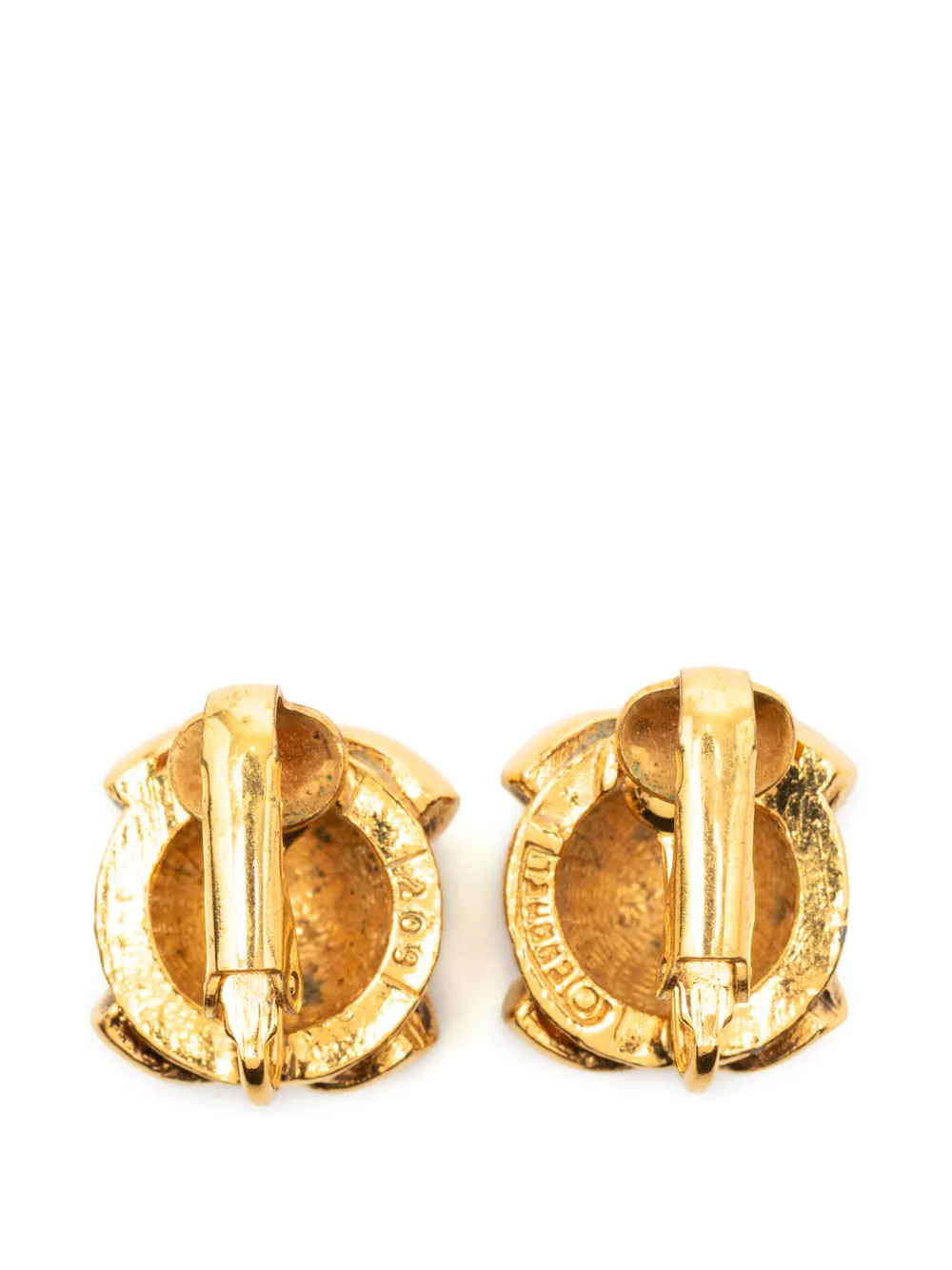  Chanel Pre-owned Boucles D'oreilles Fantaisie Rondes En Plaqué Or à Logo Cc Et Fermoir Clip (1950-1990) 