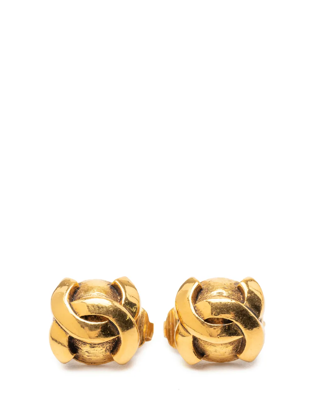 CHANEL Pre-Owned 1950-1990 CC Gold Plated Round Clip On Earrings costume earrings