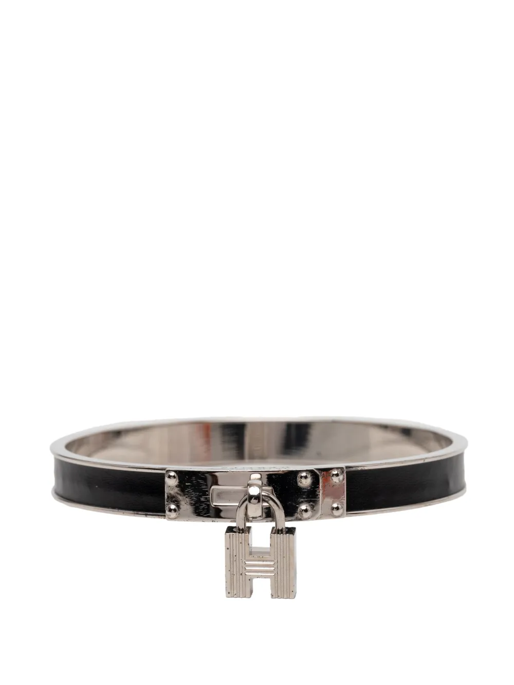 Hermès Pre-Owned 2010-2025 Palladium Plated Leather Kelly Cadena Lock Bangle Bracelet costume bracelet - Argento