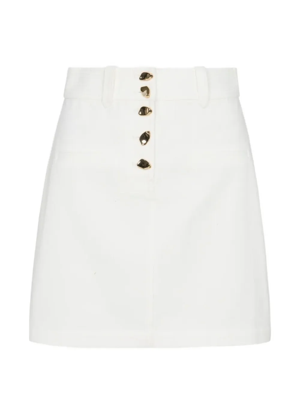 HEVRON Nylah button-up belt-loop mini skirt - Bianco