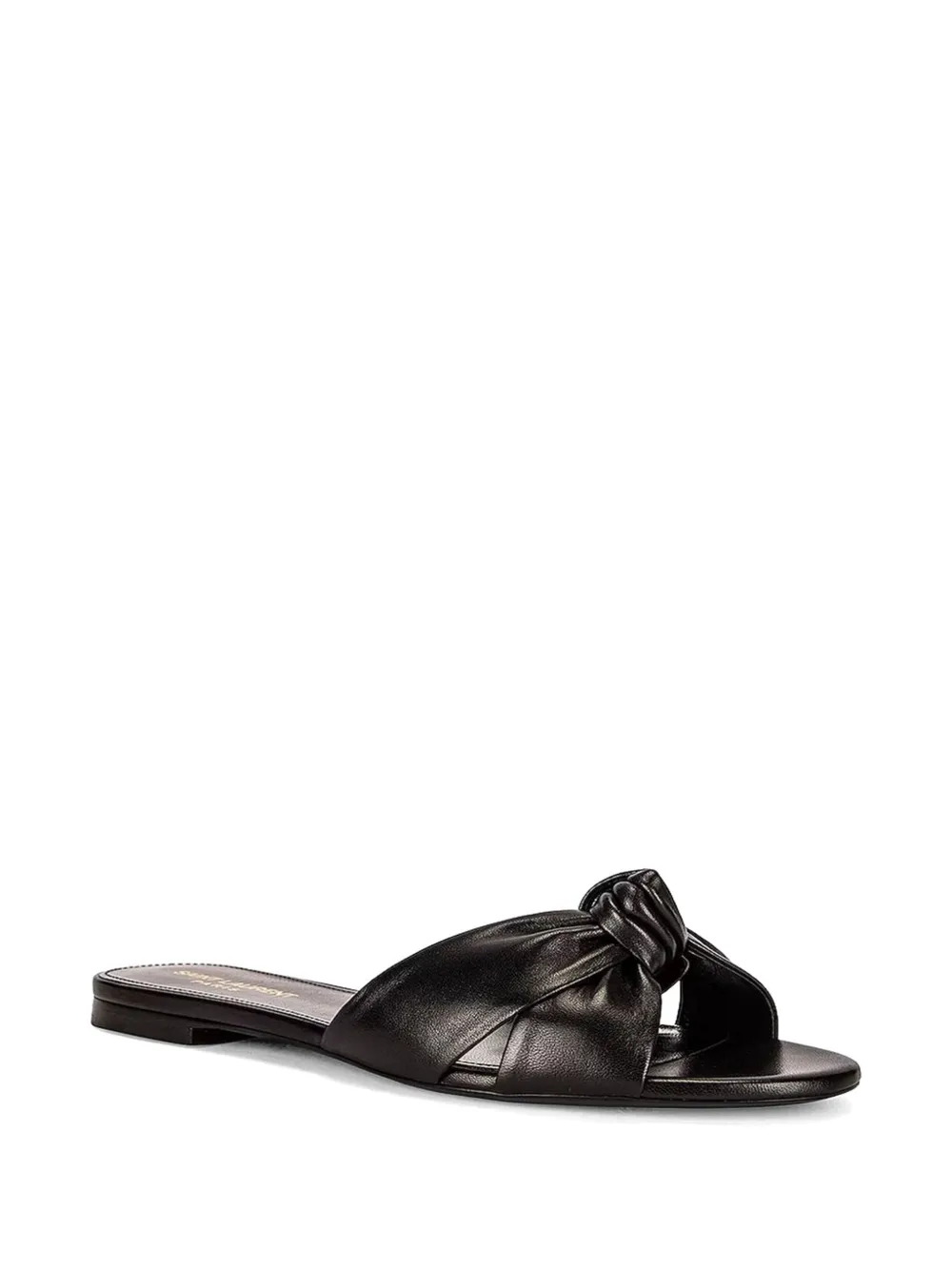 Saint Laurent knotted leather flat sandals Zwart