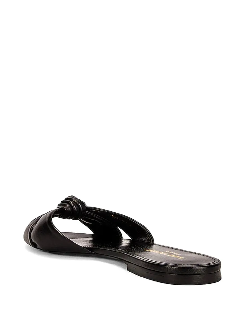 Saint Laurent knotted leather flat sandals Zwart