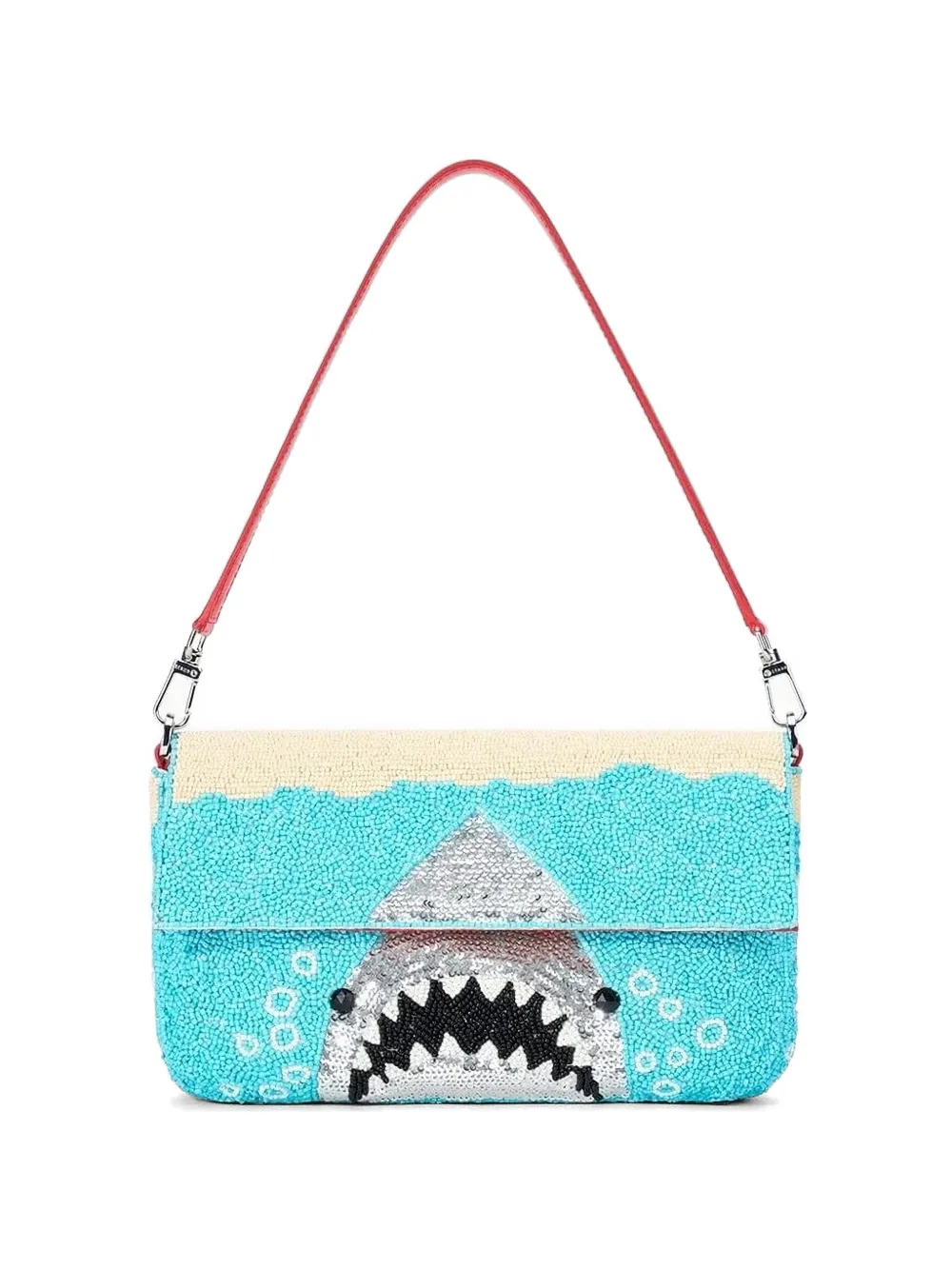 STAUD Timmy bead-embellished shoulder bag - Blu