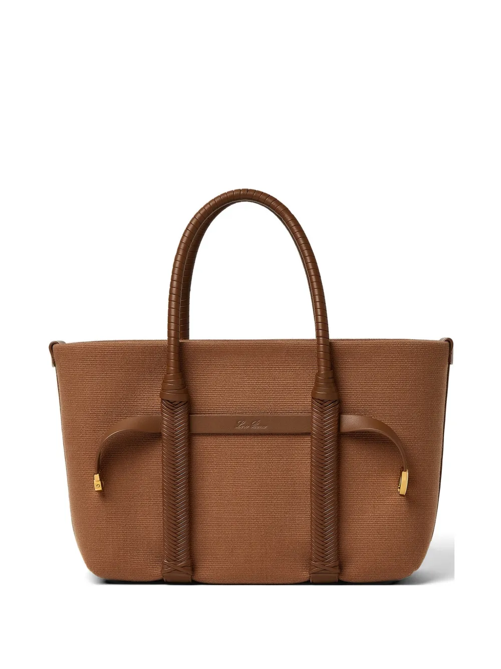 Loro Piana smal leather-trim canvas tote bag - Marrone