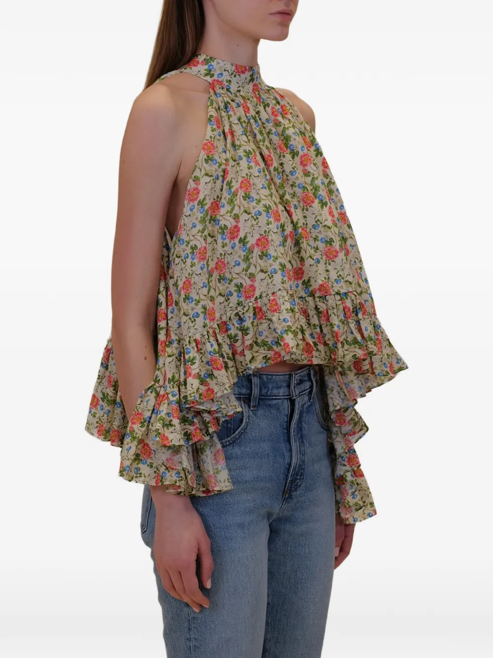 AZEEZA Plath ruffled-hem blouse - Toni neutri