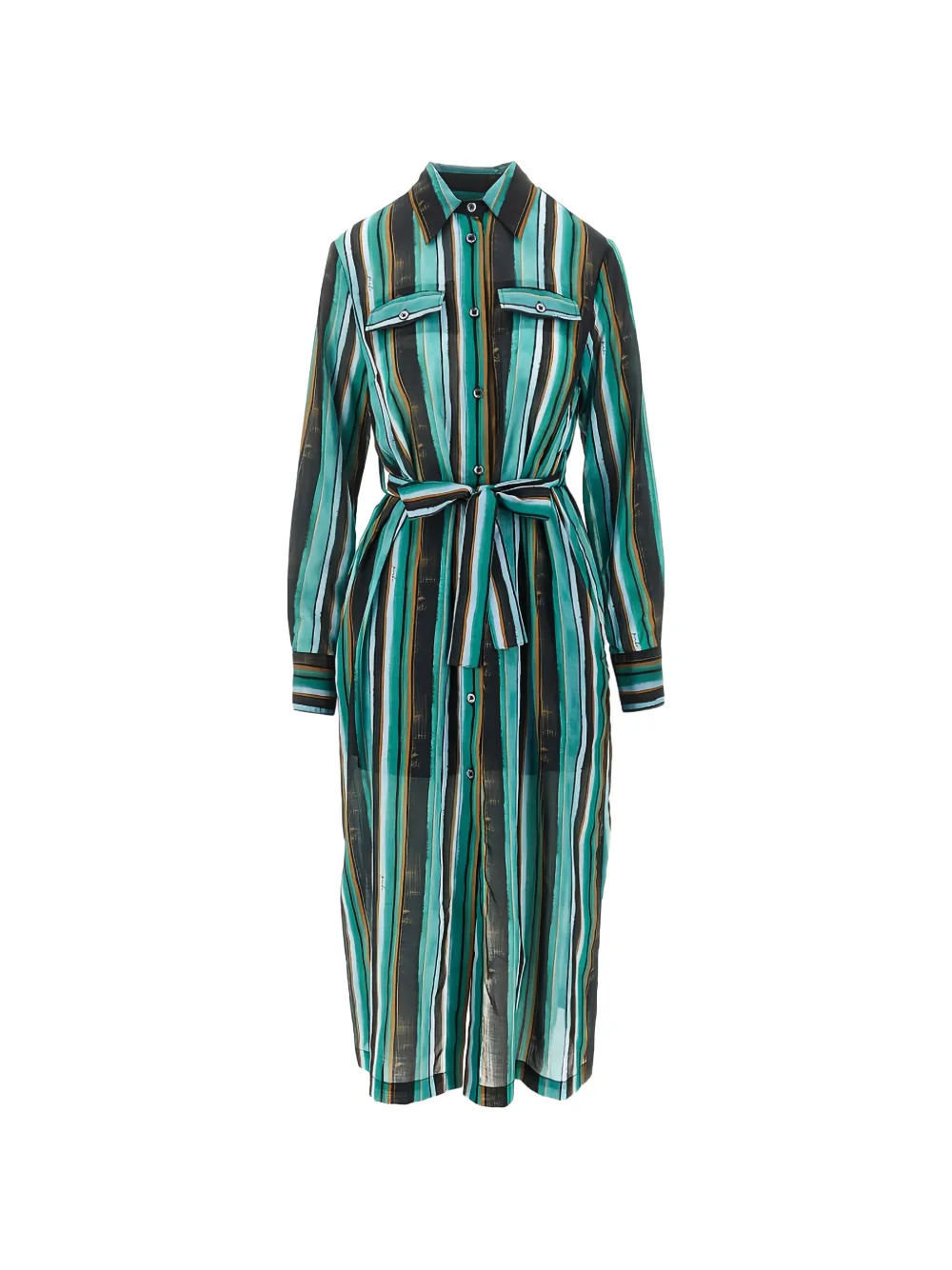PINKO striped belted shirt dress - Grün