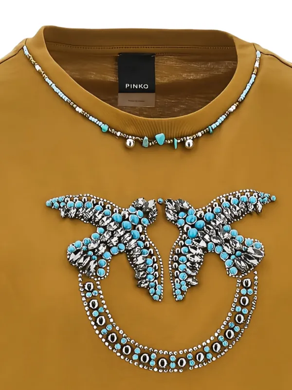 牡丹ᑦᑋᵃᵑ*୨୧*˚· PINKO Playera Love Birds | Marrón | FARFETCH CL
