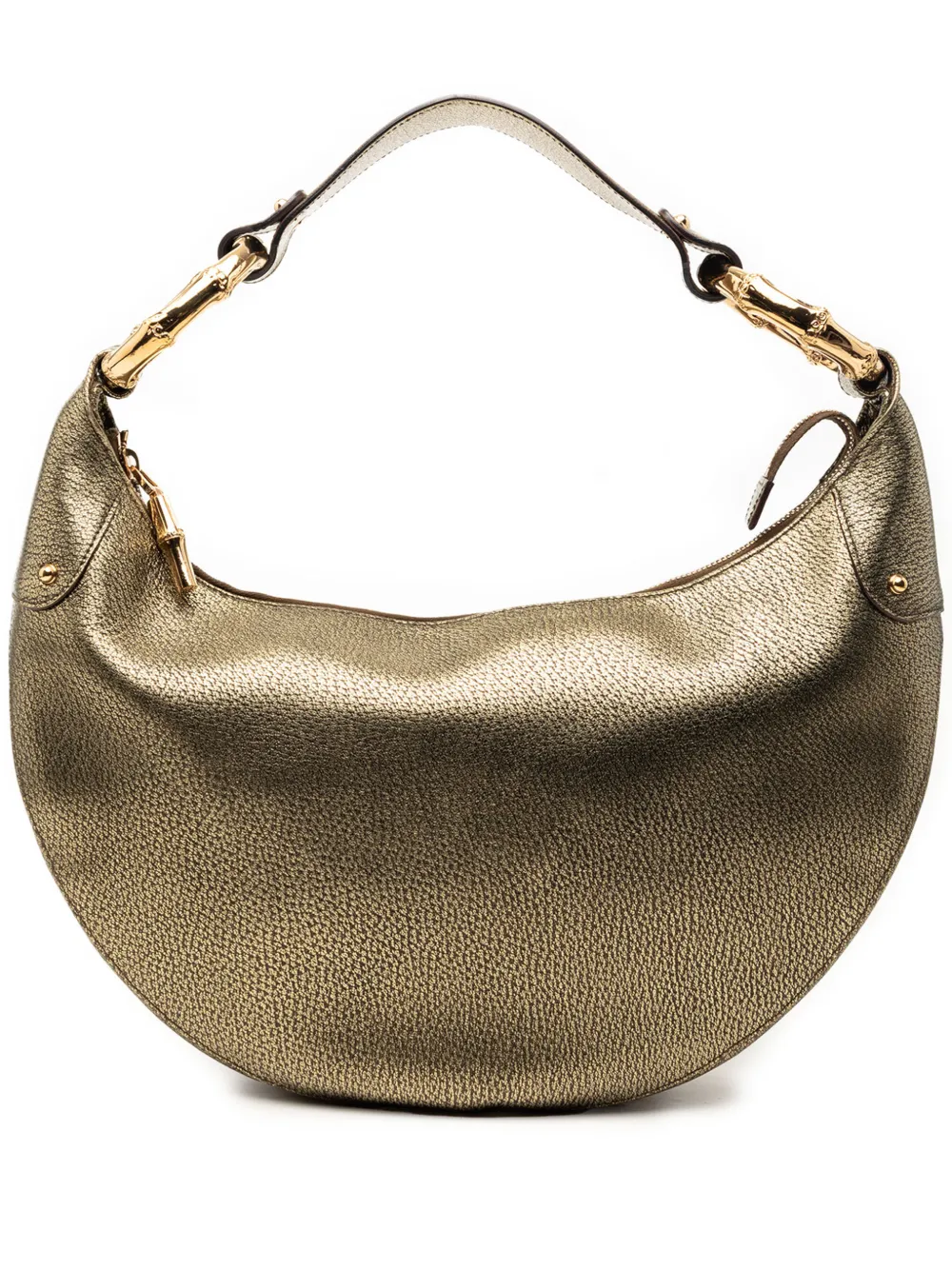 Gucci Pre-Owned 2000-2015 Medium Metallic Leather Bamboo Ring hobo bag - Oro
