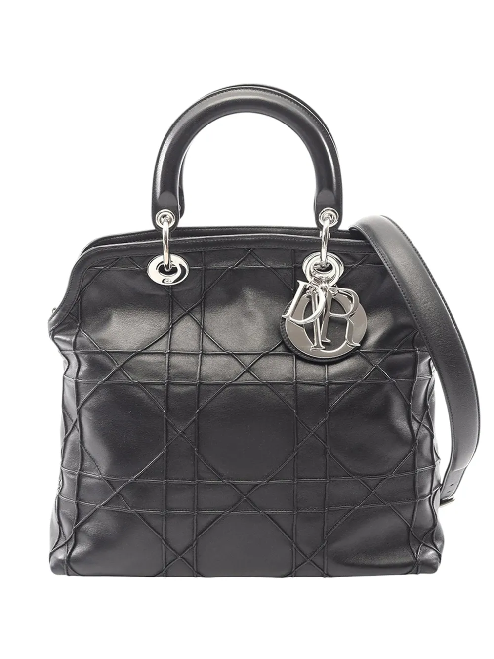 Christian Dior Pre-Owned 2000-2026 Medium Lambskin Cannage Polochon Granville satchel - Nero