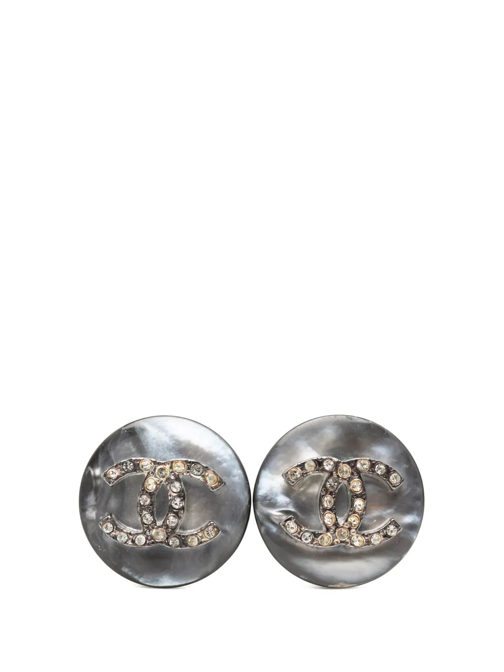 CHANEL Pre-Owned 1997 CC Brass Strass Clip On Earrings costume earrings - Argento