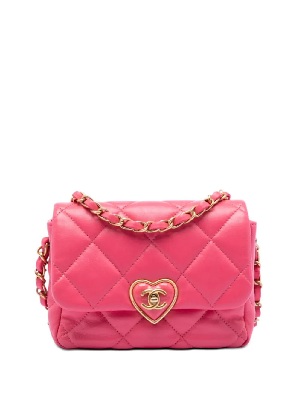 CHANEL Pre-Owned 2021-2026 Mini Quilted Lambskin Acrylic Coco Love Flap crossbody bag - Rosa