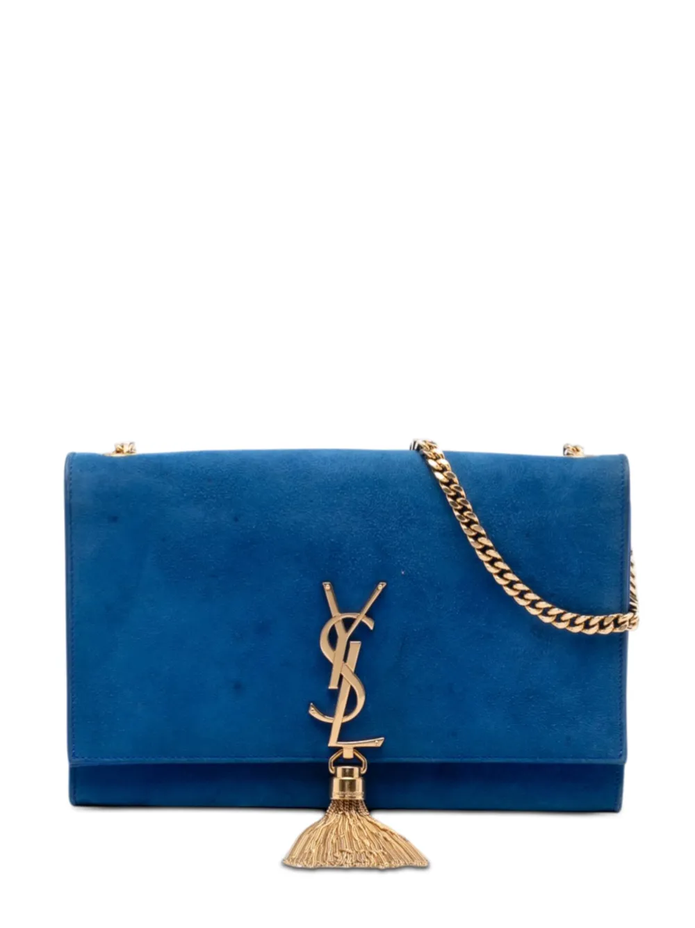 Saint Laurent Pre-Owned 2015 Medium Suede Monogram Kate Tassel crossbody bag - Blu