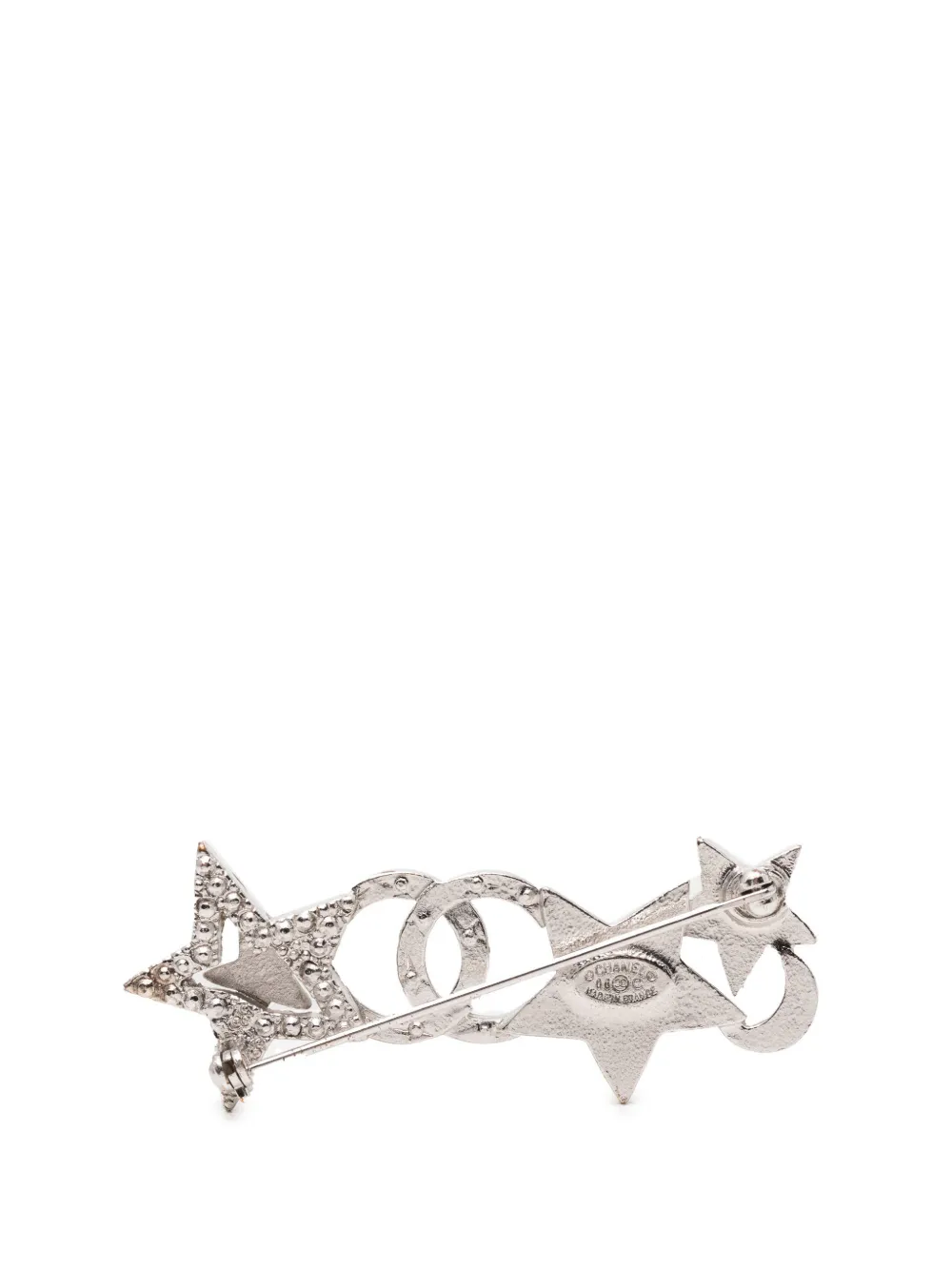  Chanel Pre-owned Broche De Estrella Y Luna Con Logo Cc De Latón Con Apliques De Strass 2006 - Plateado 