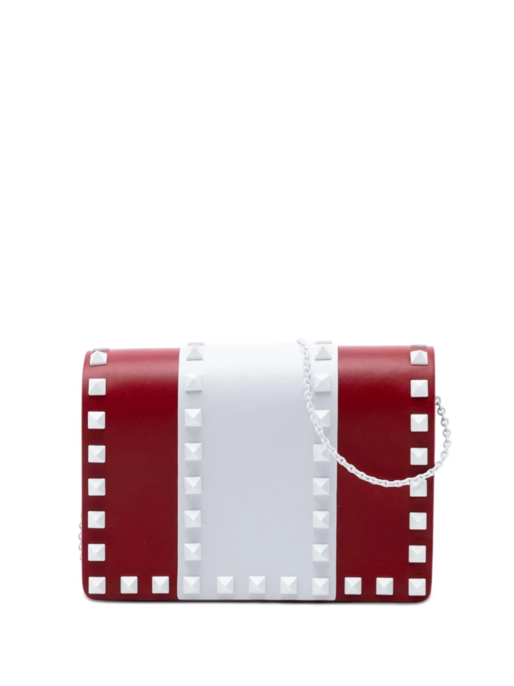 Valentino Garavani Pre-Owned 2010-2026 Leather Colorblock Rockstud Wallet On Chain crossbody bag - Rosso