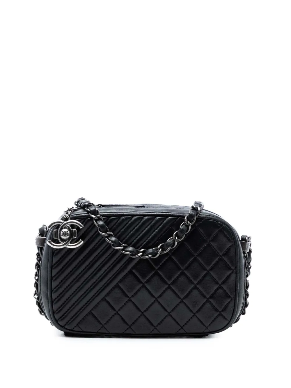 CHANEL Pre-Owned 2014-2015 Mini Quilted Lambskin Coco Boy Camera Bag crossbody bag - Nero