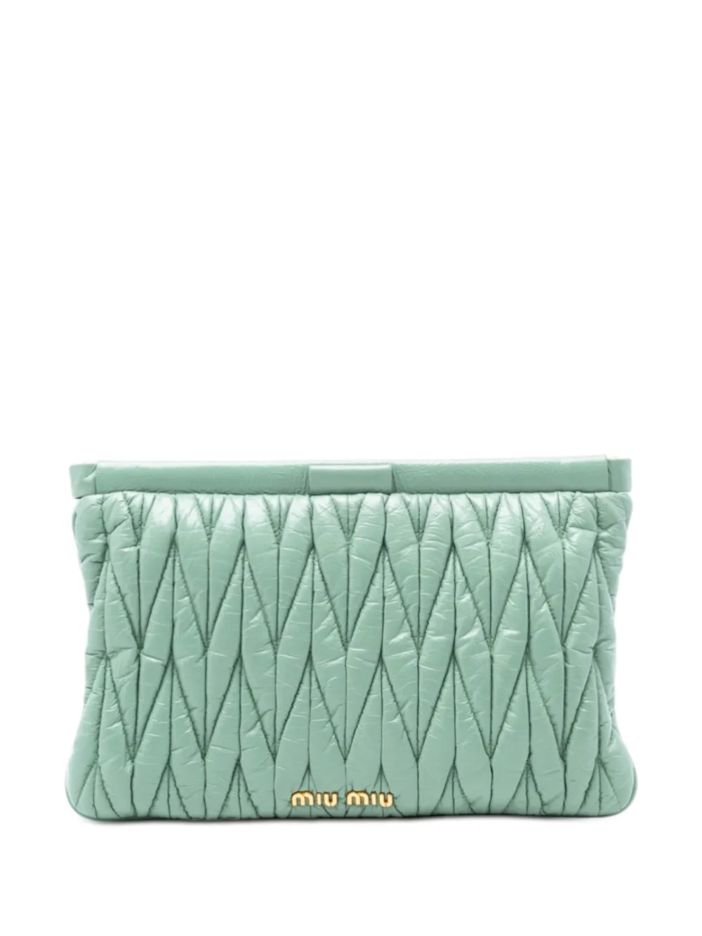 Miu Miu Pre-Owned 2010-2026 Matelasse Nappa Frame clutch bag - Verde