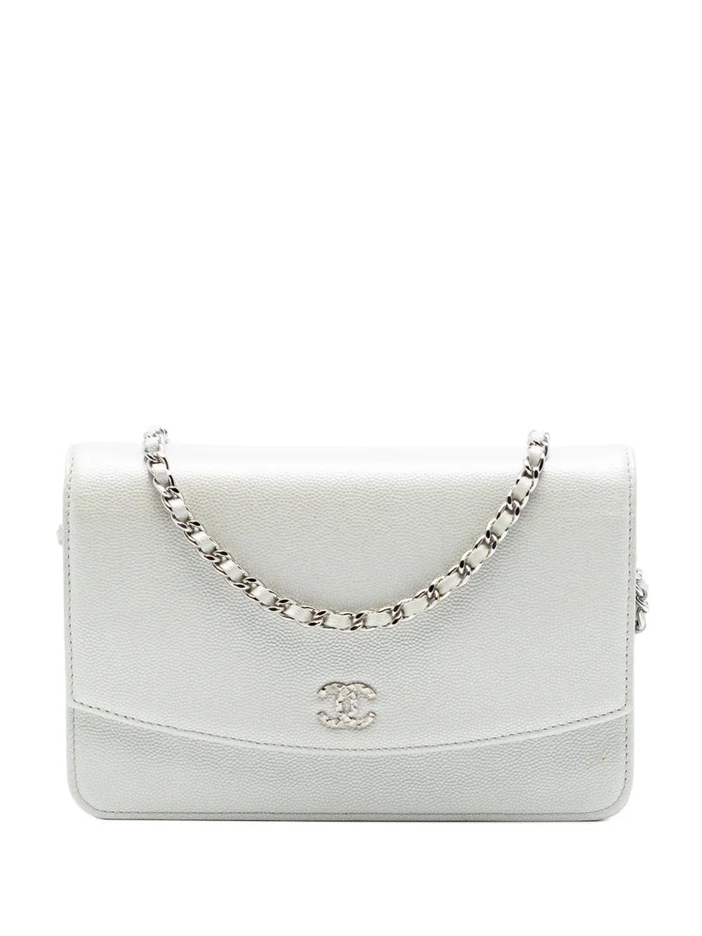 CHANEL Pre-Owned 2009-2010 CC Caviar Sevruga Wallet On Chain crossbody bag - Bianco