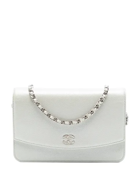 CHANEL Pre-Owned 2009-2010 CC Caviar Sevruga Wallet On Chain crossbody bag