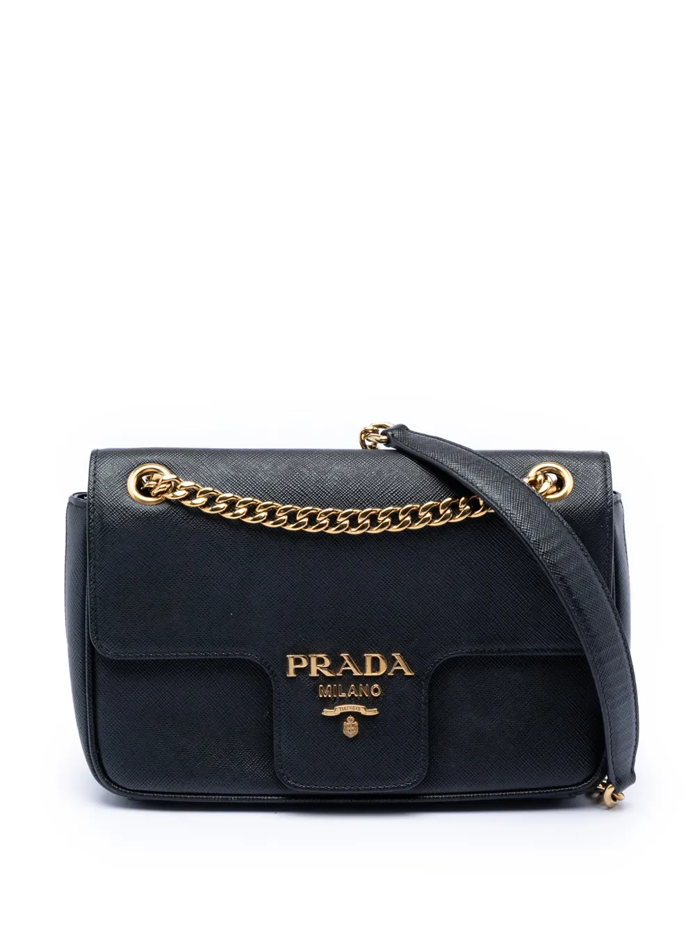 Prada Pre-Owned 2010-2026 Saffiano Pattina Chain crossbody bag - Nero
