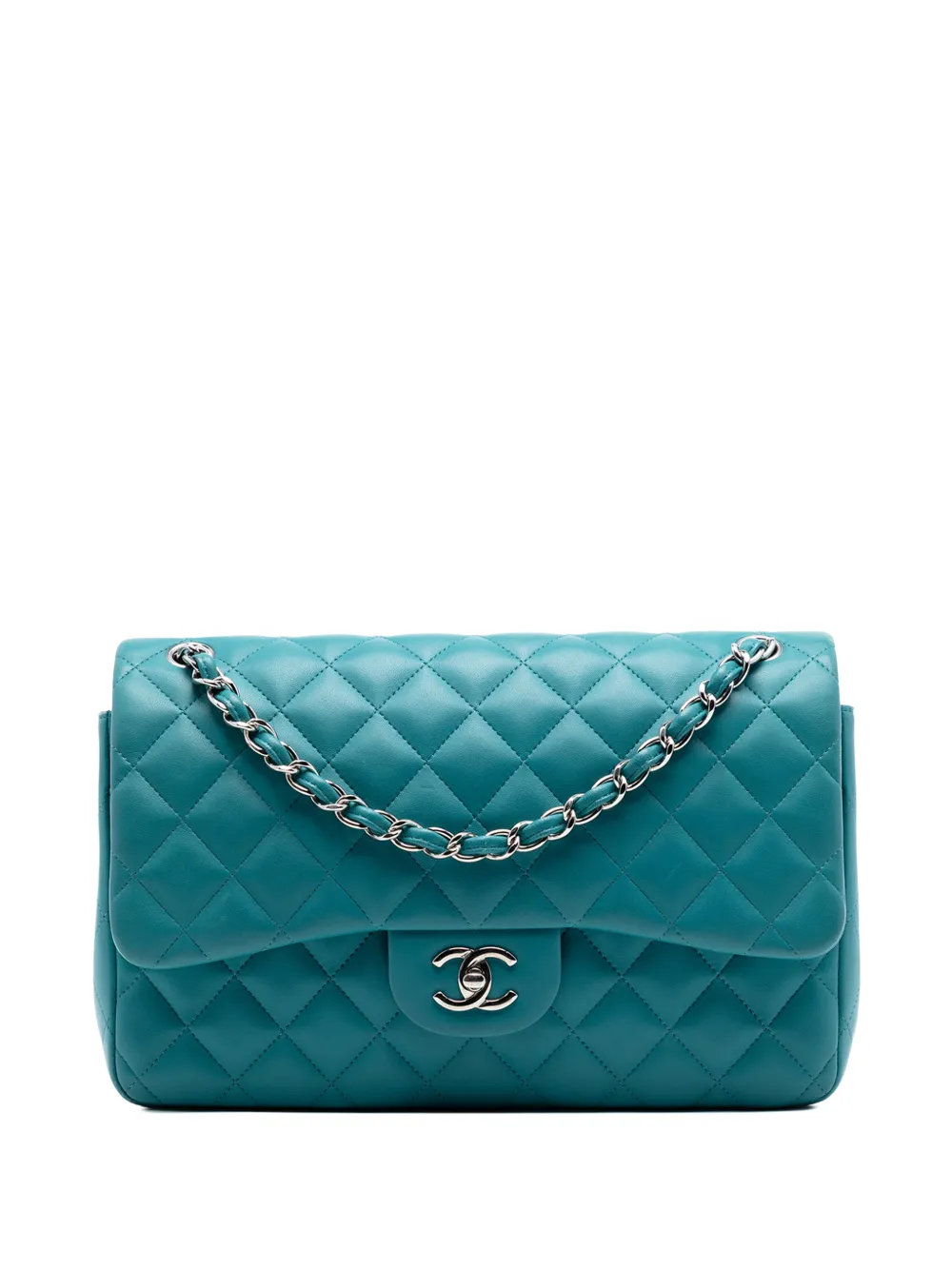 CHANEL Pre-Owned 2014-2015 Jumbo Classic Lambskin Double Flap shoulder bag - Blu