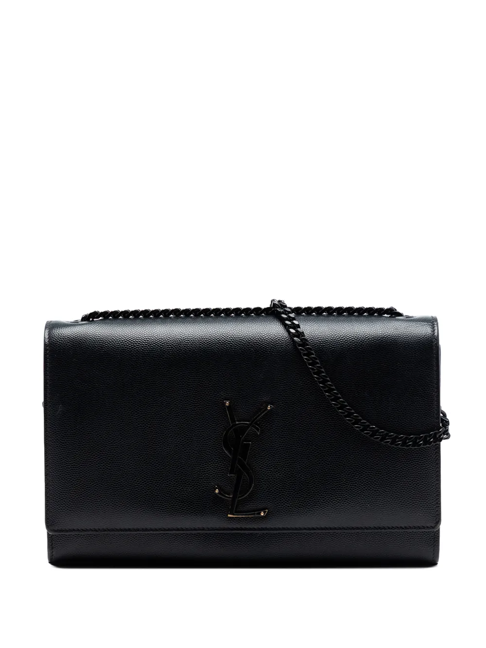 Saint Laurent Pre-Owned 2010-2026 mittelgroße Grain de Poudre Monogram Monochrome Kate Umhängetasche - Schwarz