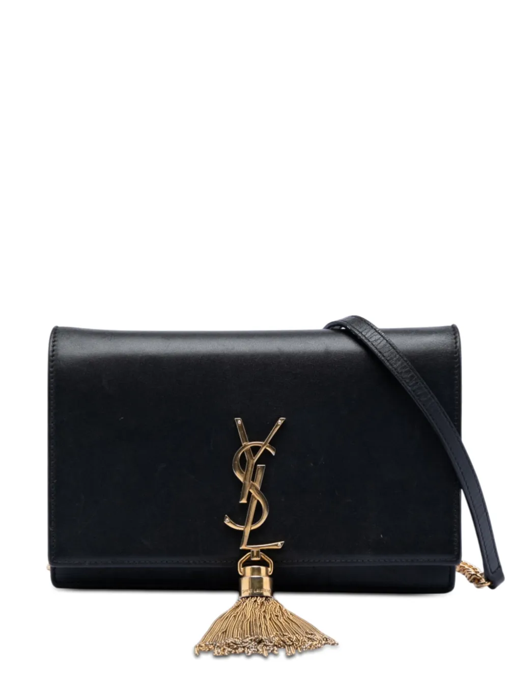 Saint Laurent Pre-Owned 2017 Smooth Calfskin Monogram Kate Tassel Chain Wallet crossbody bag - Nero
