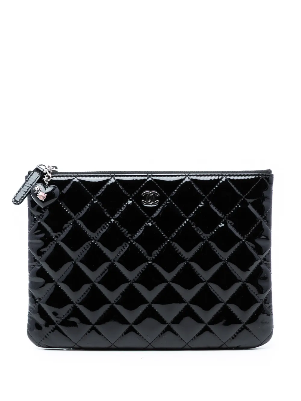 CHANEL Pre-Owned 2014-2015 Small Quilted Patent O Case clutch bag - Nero