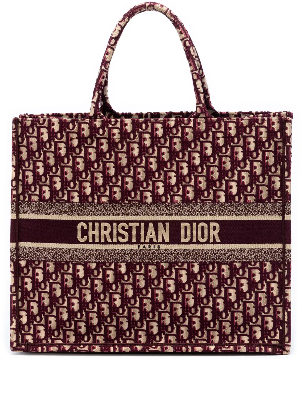 Christian Dior Pre-Owned 2008 Large Oblique Embroidered Canvas Book tote bag - Rosso