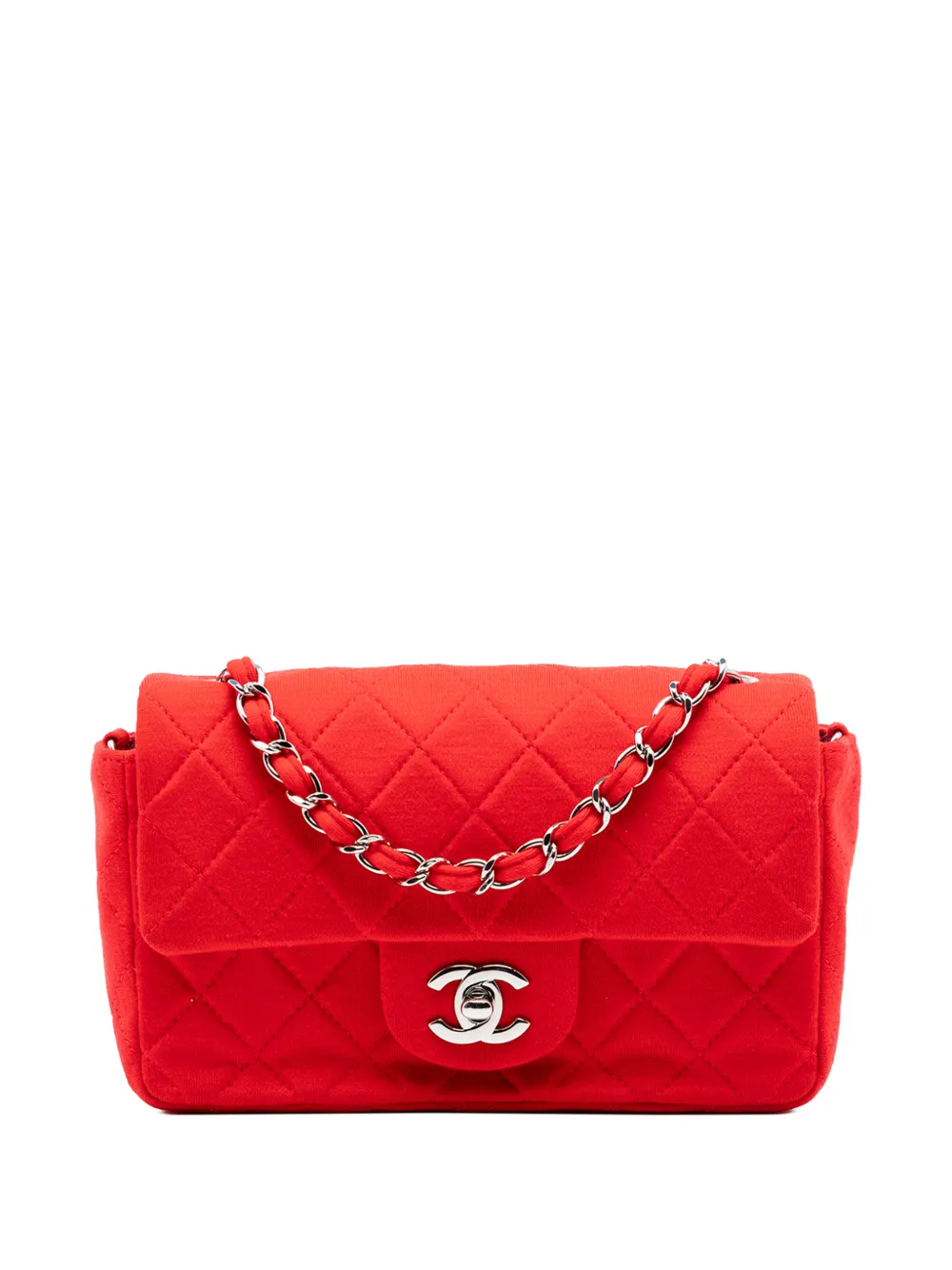 CHANEL Pre-Owned 2014 Mini Rectangular Classic Jersey Single Flap crossbody bag - Red