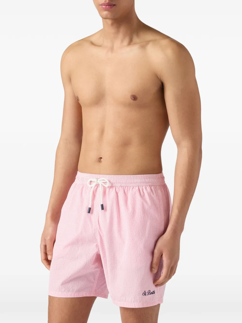 MC2 Saint Barth Zwembroek met trekkoord en gingham ruit Roze
