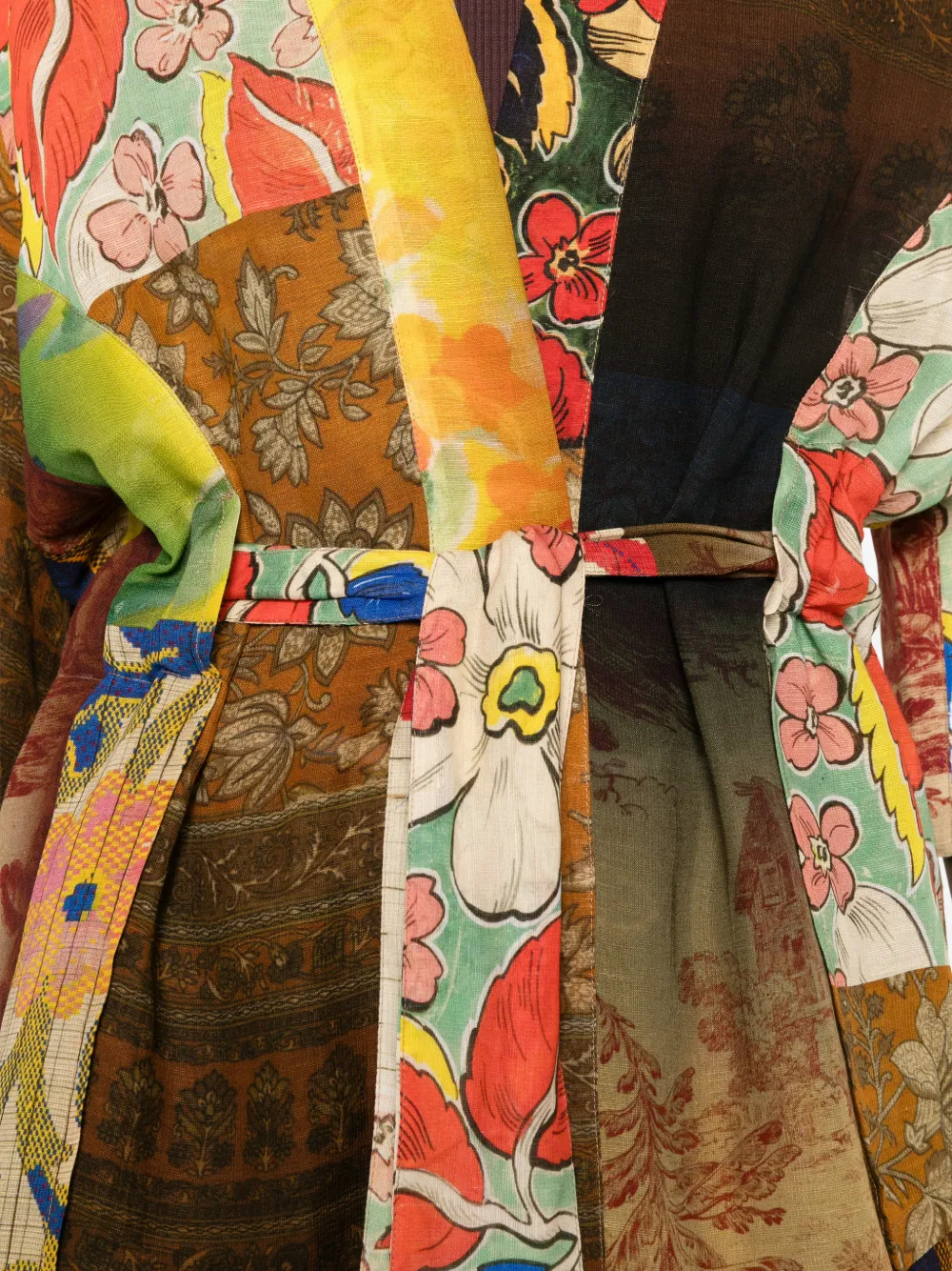 120% Lino Wikkeljas met bloemenprint Bruin