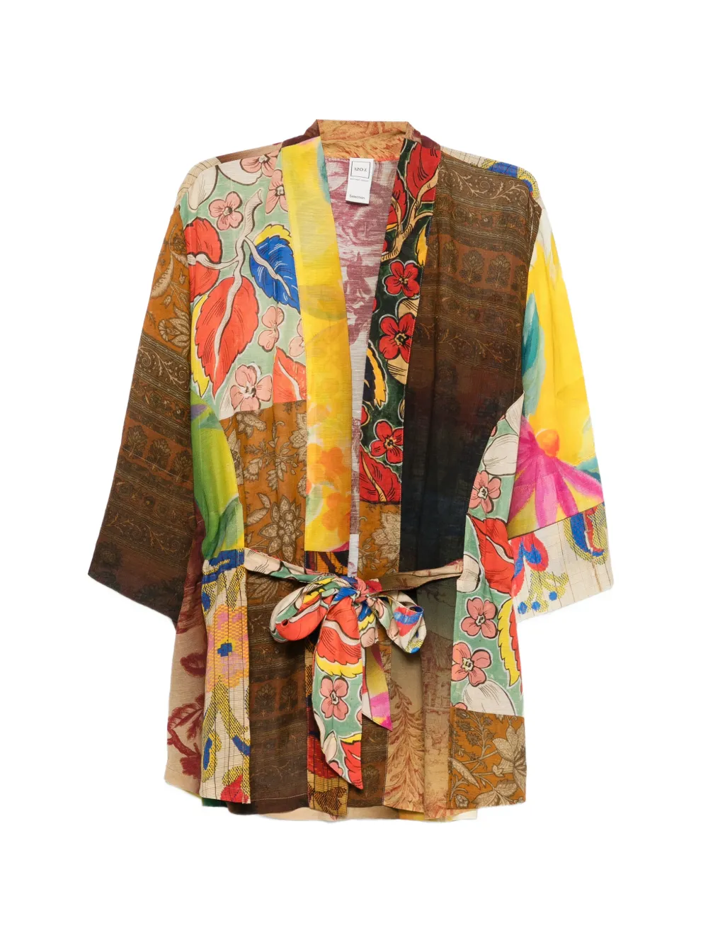 120% Lino floral-print kimono - Braun