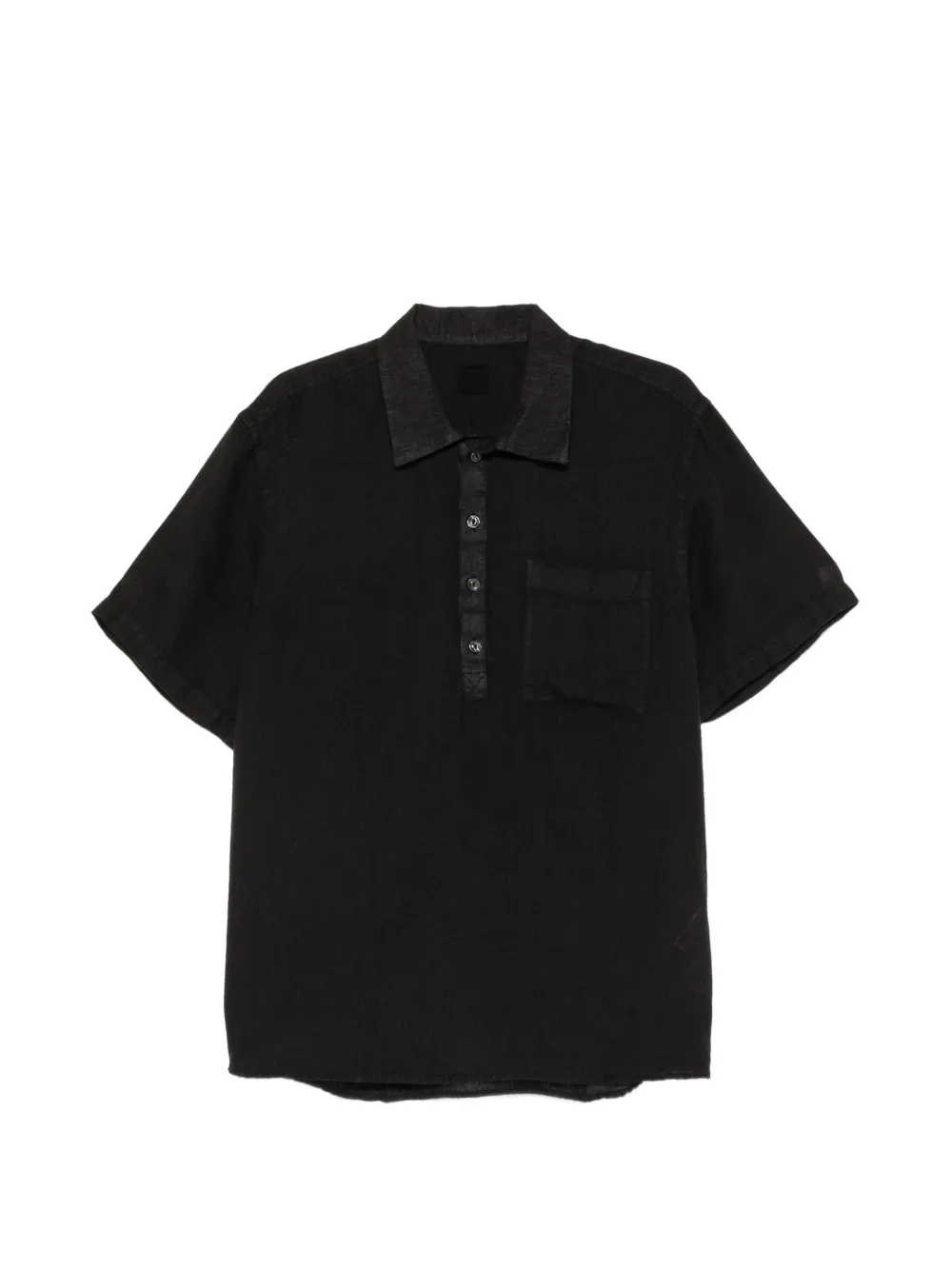 120% Lino short-sleeve chest-pocket shirt - Nero