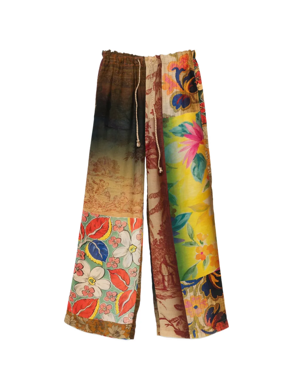 120% Lino printed palazzo pants - Marrone