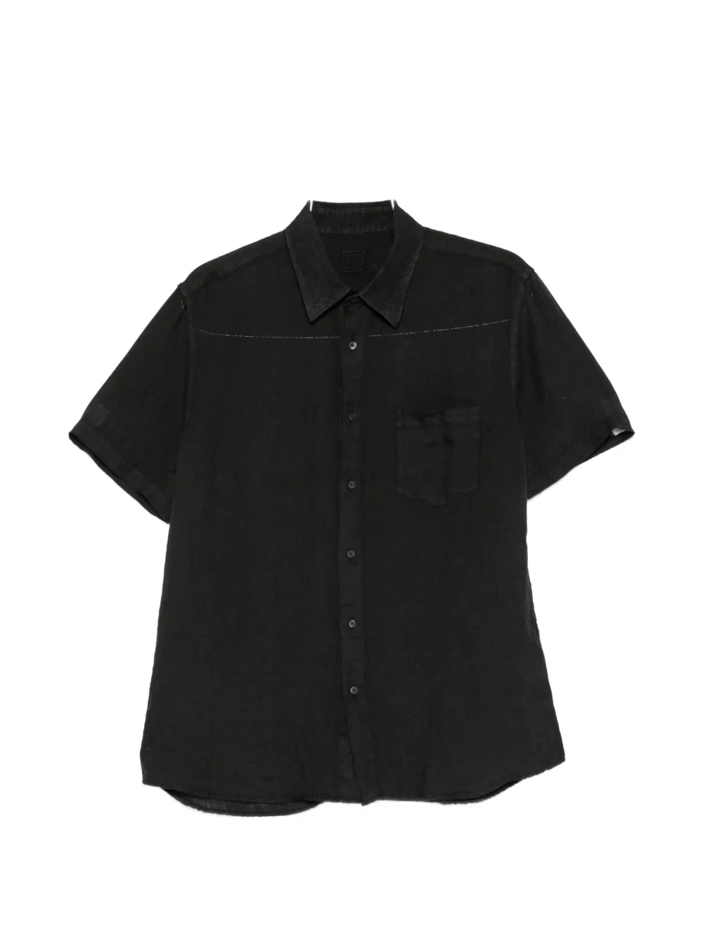 120% Lino short-sleeve chest-pocket shirt - Nero