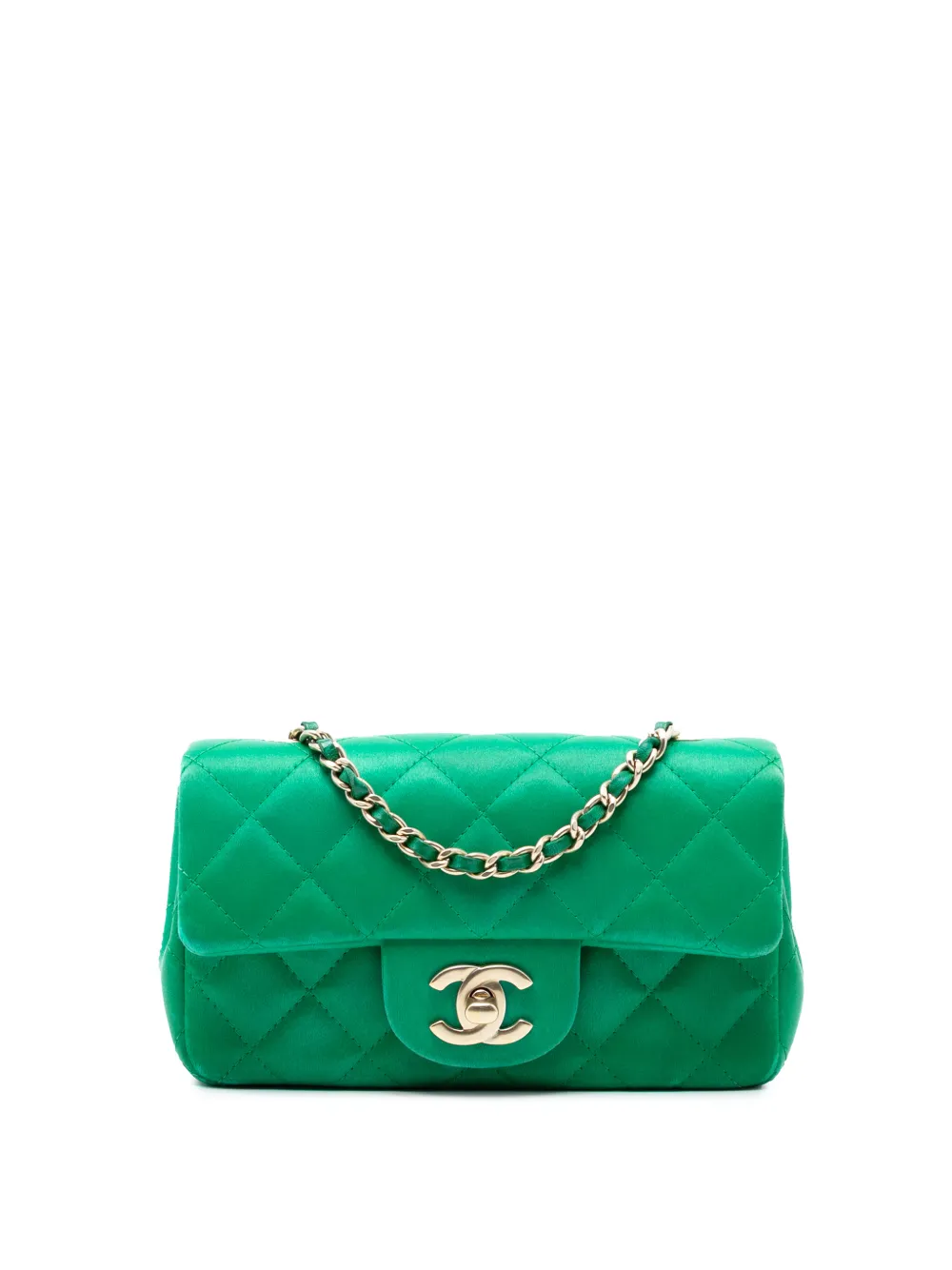 CHANEL Pre-Owned 2012-2013 Extra Mini Rectangular Classic Satin Single Flap crossbody bag - Verde