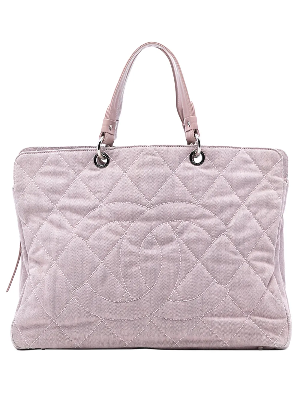 CHANEL Pre-Owned 2008-2009 Large CC Quilted Denim tote bag - Rosa